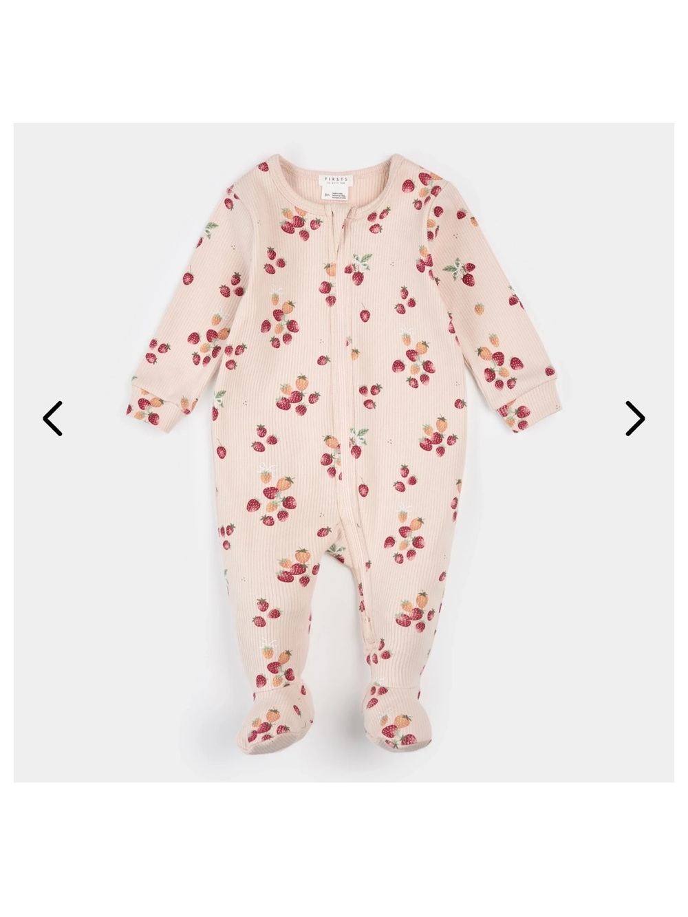 Petit Lem Pink Strawberry-Print Ribbed Footed One-Piece
